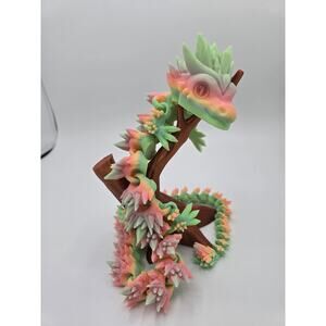3D Printed Articulated Crystal Dragon Rainbow Color Fidget Toy Glow-In-the-Dark!